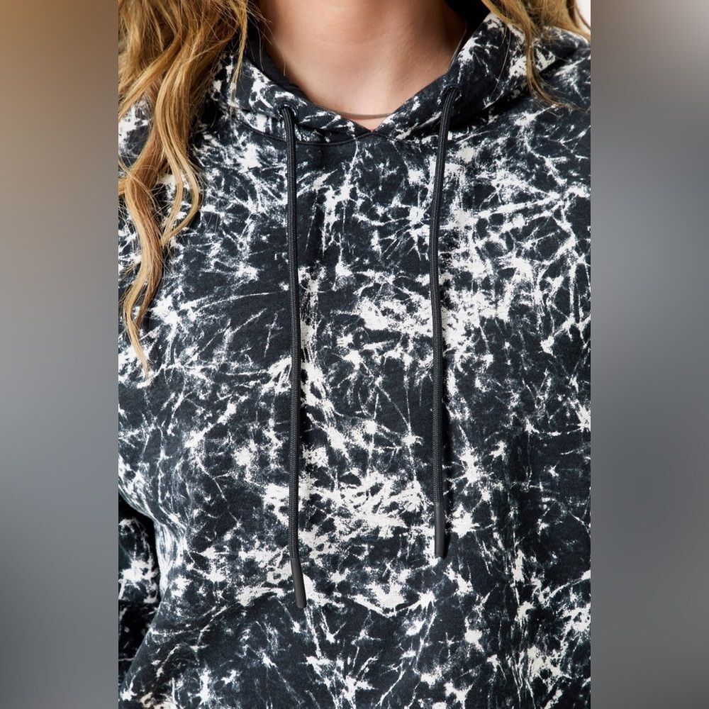 Yitty Cozy Fleece Everyday Cropped Hoodie black and white size 2X nwt - Picture 2 of 8